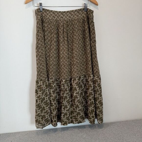 Massimo Dutti Dresses & Skirts - Massimo Dutti Women's Maxi Skirt, Size L  Brown Flowy Long Side Zip Skirt